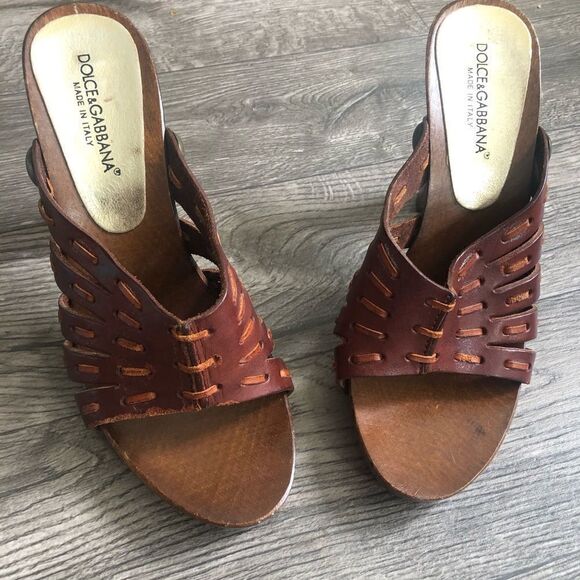 Dolce & Gabbana Vintage Wood Leather Platform sandal - Picture 6 of 14